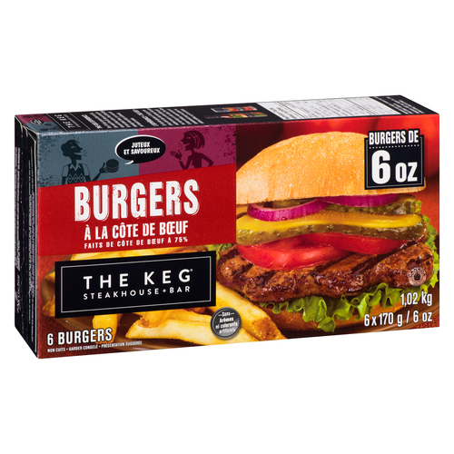 Voilà by Sobeys Online Grocery Delivery The Keg Prime Rib Beef Burgers 1.02 kg