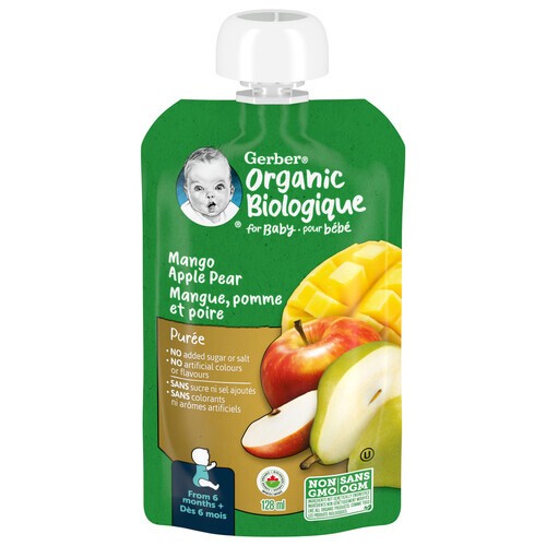 Gerber Organic Baby Food Purée Mango Apple Pear 128 ml