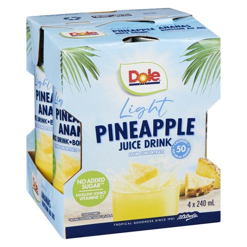 Dole Juice Light Pineapple 4 x 240 ml (cans)