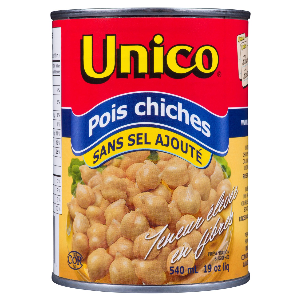 Unico Chickpeas No Salt Added 540 ml - Voilà Online Groceries & Offers