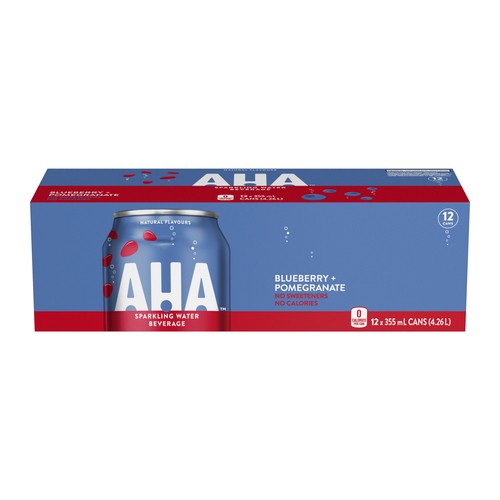 Aha Sparkling Water Blueberry Pomegranate Fridge Pack 12 x 355 ml (cans)