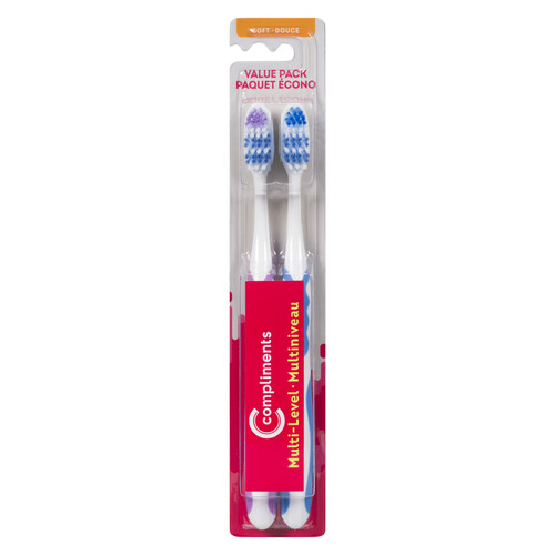 Compliments Toothbrushes Multilevel Soft 2 Pack
