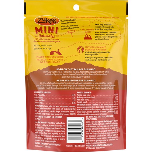 Zuke's Mini Naturals Dog Treats Tender Bites Peanut Butter & Oats Recipe 170 g