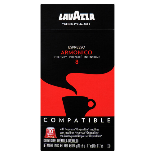 Lavazza Coffee Pods Armonico Espresso Nespresso 10 Capsules 50 g