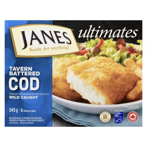Janes Frozen Cod Fillets Tavern Battered 545 g