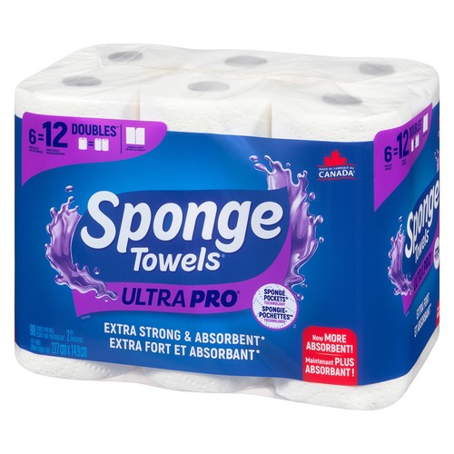 Sponge Towels Paper Towel Ultra Pro 2-Ply 6 Double Rolls x 88 Sheets