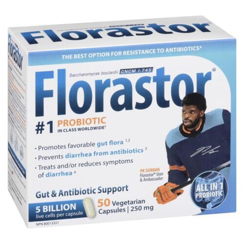 Florastor Gut & Antibiotic Support 250 mg Vegetarian Capsules 50 Count