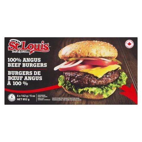 St. Louis Bar & Grill Frozen 100% Angus Beef Burgers 6 x 142 g