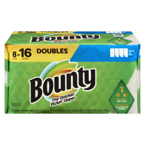 Bounty Paper Towel Select A Size 2-Ply 8 Double Rolls x 90 Sheets 