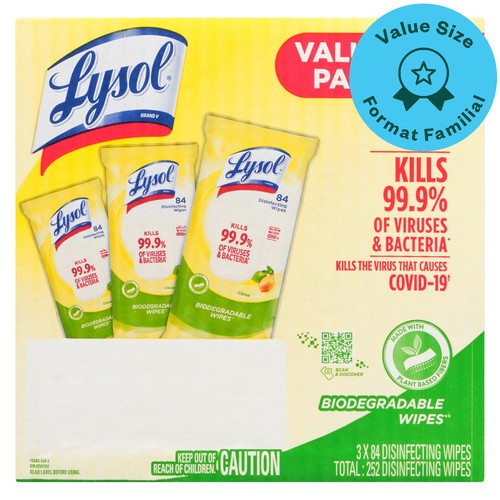 Lysol Disinfecting Wipes Citrus Flatpack 3 x 84 EA