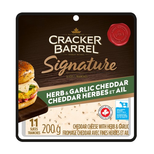 Cracker Barrel Cheese Slices Herb & Garlic Cheddar 200 g