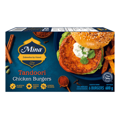 Mina Halal Frozen Burgers Tandoori Chicken 600 g