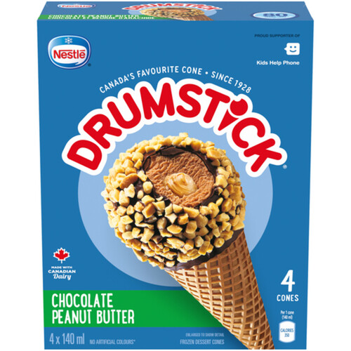 Nestlé Drumstick Multipack Ice Cream Cones Chocolate Peanut Butter 4 x 140 ml