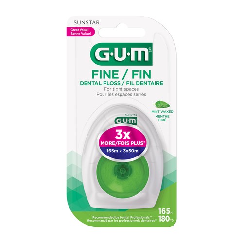 GUM Dental String Floss Fine Mint Waxed 165 m