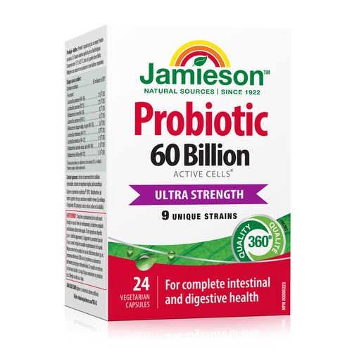 Jamieson Probiotic 60 Billion Ultra Strength Vegetarian Capsules 24 Count