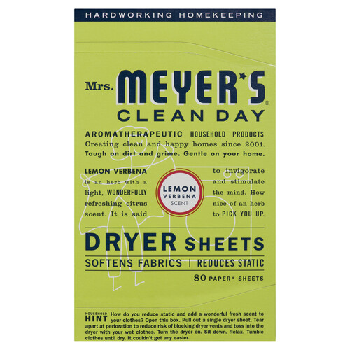 Mrs. Meyer's Clean Day Dryer Sheets Lemon Verbena 80 EA