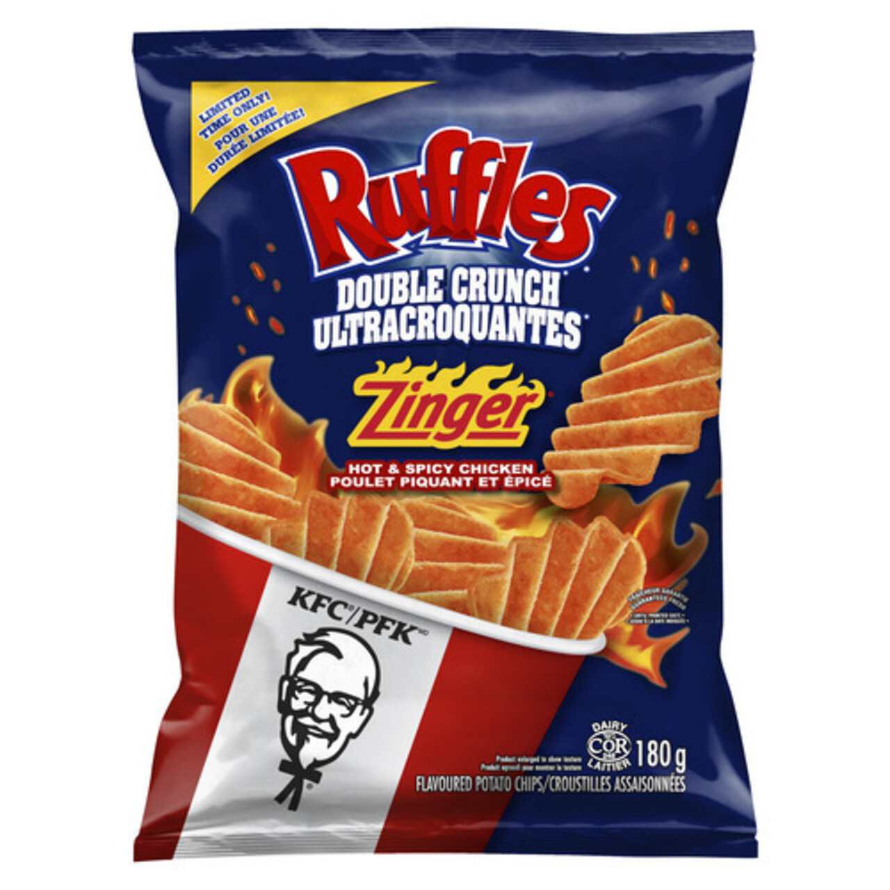 Ruffles Potato Chips Double Crunch KFC Zinger Hot & Spicy Chicken 180 g