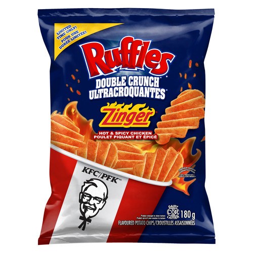 Ruffles Potato Chips Double Crunch KFC Zinger Hot & Spicy Chicken 180 g