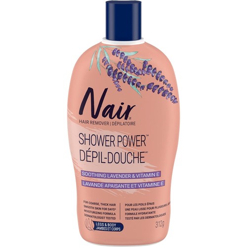 Nair Shower Power MAX Hair Remover for Coarse Hair on Legs & Body w Soothing Lavender & Vitamin E 312 g