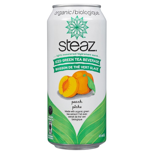 Steaz Organic Beverage Iced Tea Peach 473 ml (can)