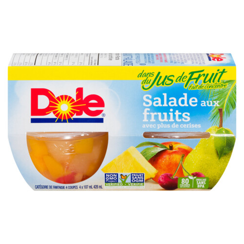 Dole Fruit Cup In Fruit Juice Cherry 4 x 107 ml