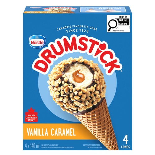 Nestlé Drumstick Frozen Dessert Cones Vanilla Caramel 4 x 140 ml