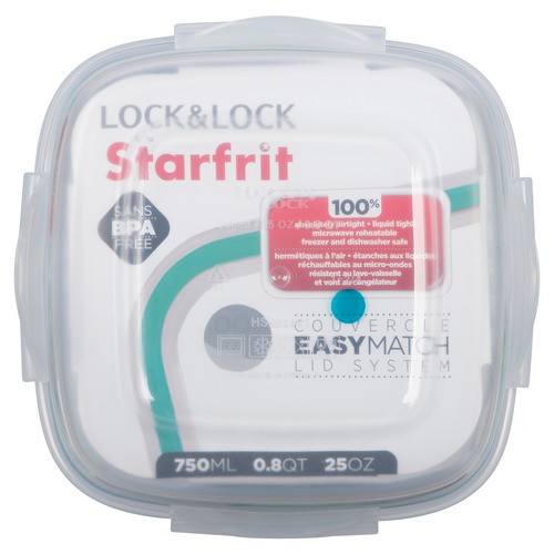 Starfrit Lock & Lock Easy Match Container Nestable Square 750 ml 1 Count