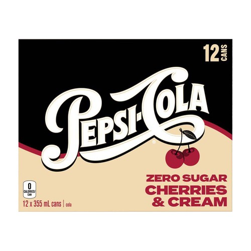 Pepsi Soft Drink Zero Sugar Cherries & Cream 12 x 355 ml (cans)