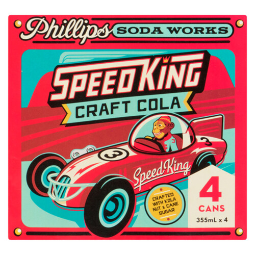 Phillips Soda Works King Craft Soda Cane Sugar & Kola Nut 4 x 355 ml (cans)