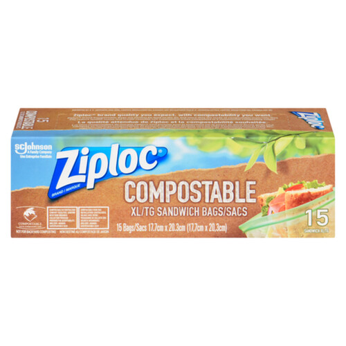 Ziploc Compostable Sandwich Bags XL 15 Bags