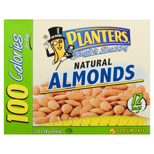 Planters Natural Almonds 100 Calories 12 x 18 g