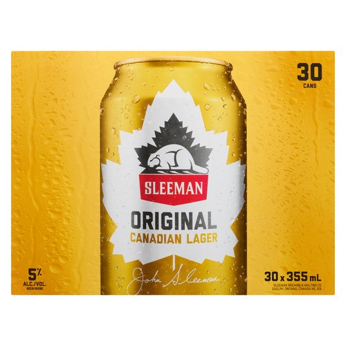 Sleeman Beer 5% Alcohol Original Canadian Lager 30 x 355 ml (cans)