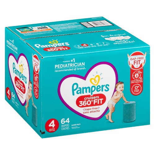 Pampers Cruiser 360 Fit Baby Diapers Size 4 Super Pack 64 Count