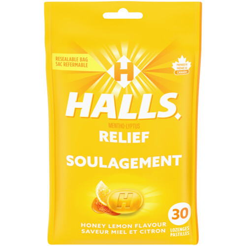 Halls Mentho-Lyptus Cough Drops Honey Lemon Flavour 30 Lozenges