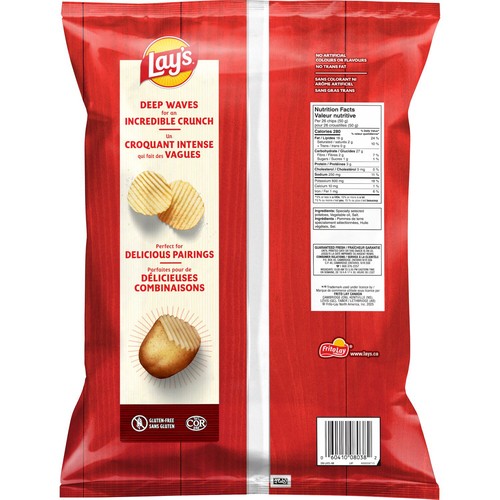 Lay's Wavy Potato Chips Original Value Size 450 g