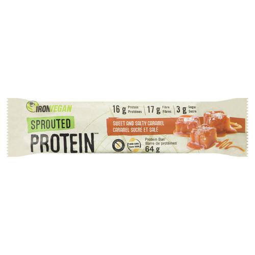 Iron Vegan & Gluten-Free Sprouted Protein Bar Sweet and Salty Caramel 64 g