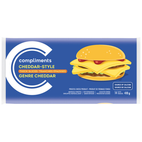 Compliments Thick Cheese Slices Cheddar Style 410 g