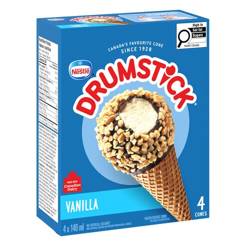 Nestlé Drumstick Frozen Dessert Cones Vanilla 4 x 140 ml