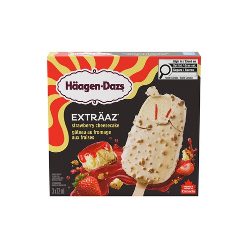 Häagen-Dazs Exträaz Ice Cream Bars Strawberry Cheesecake 3 x 72 ml