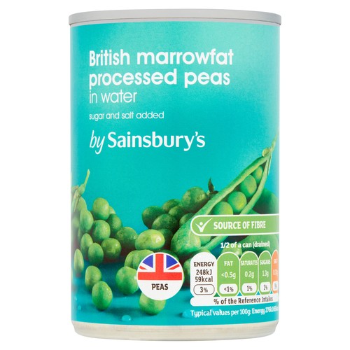 Sainsbury's Canned Processed Peas British Marrowfat 284 ml