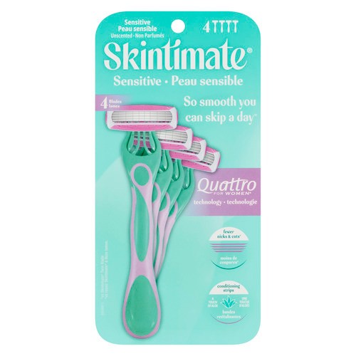 Skintimate Sensitive 4 Blades Razors For Women Unscented 4 Count