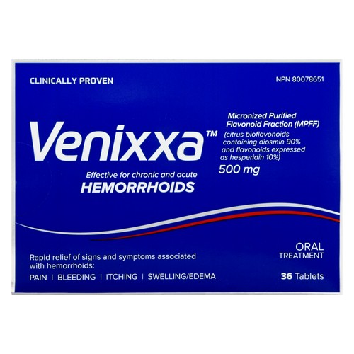 Venixxa Hemmorhoids Relief Body Treatment 500 mg Tablets 36 Count