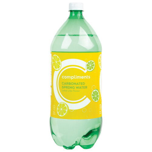 Compliments Carbonated Spring Water Lemon Lime 2 L (bottle)