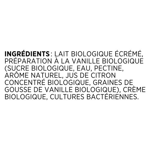 Liberté Organic 2%  Yogurt Vanilla 750 g