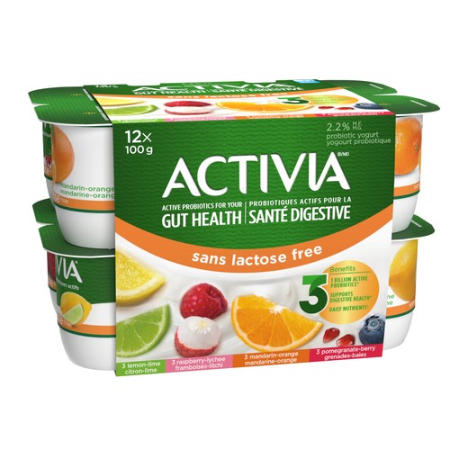 Activia Lactose-Free Probiotic Yogurt Variety Pack Value Size 12 x 100 g