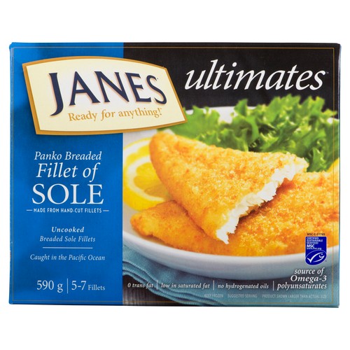 Janes Frozen Fillet Of Sole Panko Breaded 590 g