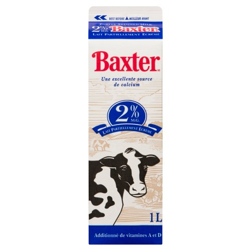 Baxter 2% Milk Partly Skimmed 1 L