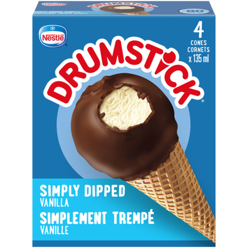 Nestlé Drumstick Frozen Dessert Cones Vanilla 4 x 135 ml