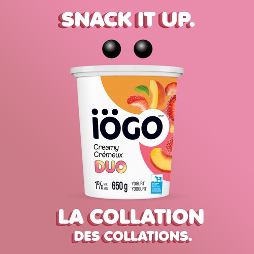 iÖGO 1% Creamy Duo Yogurt Tub Strawberry-Peach 650 g