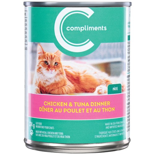 Compliments Wet Cat Food Pate Chicken & Tuna Dinner 374 g